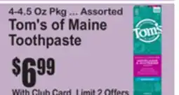 SuperFresh Tom's of Maine Toothpaste offer