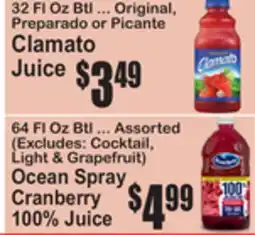 SuperFresh Clamato Juice, Ocean Spray Cranberry 100% Juice offer