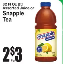SuperFresh 32 Fl Oz Btl Assorted Juice or Snapple Tea offer