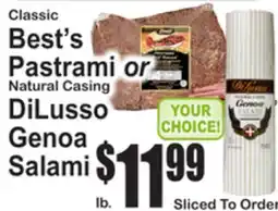 SuperFresh Classic Best's Pastrami or Natural Casing DiLusso Genoa Salami offer