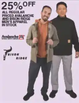 Dunham's Sports Avalanche and Bison Ridge Men's Apparel offer