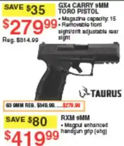 Dunham's Sports Taurus gx4 carry 9mm toro pistol offer