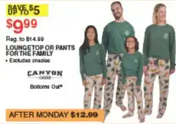 Dunham's Sports Canyon Creek Loungetop or Pants for the Family offer