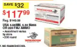 Dunham's Sports Winchester USA 6.56mm, 6.56 Mags or 223 FMJ Ammo offer