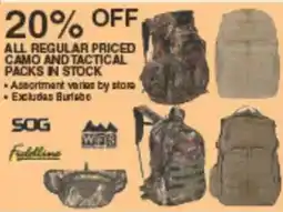 Dunham's Sports Sog Camo And Tactical Packs offer