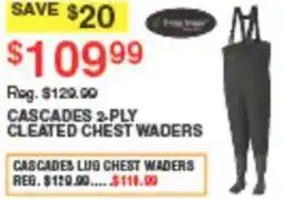 Dunham's Sports Cascades 2-ply cleated chest waders offer