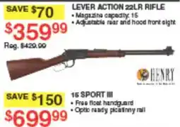 Dunham's Sports Henry lever action 22lr rifle offer