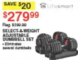 Dunham's Sports Lifesmart select-a-weight adjustable dumbbell set offer