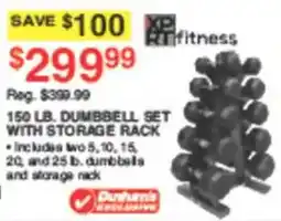 Dunham's Sports Xp Fitness 150 Lb. Dumbbell Set With Storage Rack offer