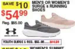 Dunham's Sports Under Armour men's or women's surge & running shoes offer