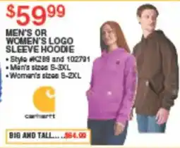 Dunham's Sports Carhartt men's or women's logo sleeve hoodie offer