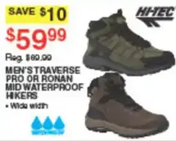 Dunham's Sports Hitech men's traverse pro or ronan mid waterproof hikers offer