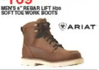 Ariat men's 6" rebar lift h2o soft toe work boots