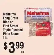 Smart & Final Mahatma long grain rice or first street triple cleaned pinto beans offer
