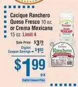 Smart & Final Cacique Ranchero Queso Fresco or Crema Mexicana offer