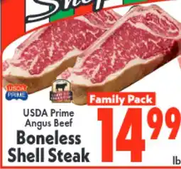 Marino's Supermarket USDA Prime Angus Beef Boneless Shell Steak offer