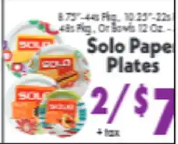 Marino's Supermarket Solo Paper Plates offer