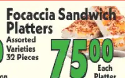 Marino's Supermarket Focaccia Sandwich Platters offer