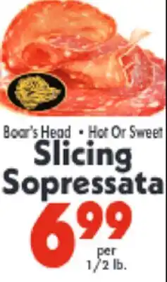 Marino's Supermarket Boar's Head Hot Or Sweet Slicing Sopressata offer