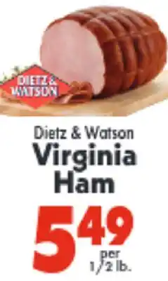 Marino's Supermarket Dietz & Watson Virginia Ham offer
