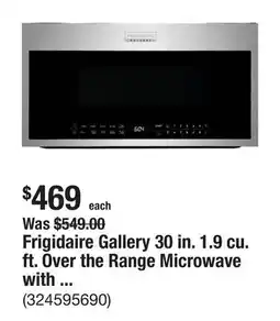 The Home Depot Frigidaire Gallery 30 in. 1.9 cu. ft. Over the Range Microwave with Sensor Cook in Stainless Steel offer