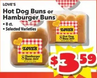 Love's hot dog buns or hamburger buns