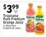 Met Foodmarkets Tropicana pure premium orange juice or ruby red grapefruit juice offer