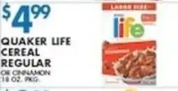 Met Foodmarkets Quaker Life Cereal Regular offer