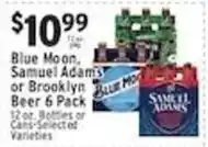 Met Foodmarkets Blue Moon, Samuel Adams or Brooklyn Beer 6 Pack offer