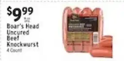 Met Foodmarkets Boar's Head Uncured Beef Knockwurst offer