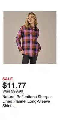 Cabela's Natural Reflections Sherpa-Lined Flannel Long-Sleeve Shirt - Lilac/Peacoat Buffalo - S offer