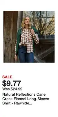 Cabela's Natural Reflections Cane Creek Flannel Long-Sleeve Shirt - Rawhide Check - S offer