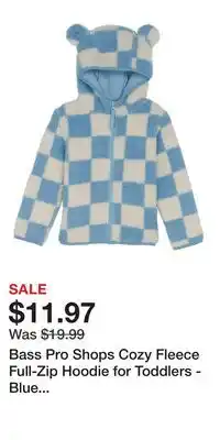Cabela's Bass Pro Shops Cozy Fleece Full-Zip Hoodie for Toddlers - Blue Check - 2T offer