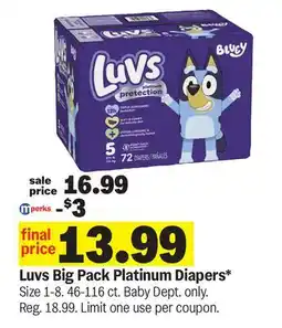 Meijer Luvs Big Pack Platinum Diapers offer