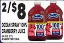 Associated Ocean Spray 100% cranberry juice offer