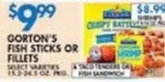 Associated Gorton's Fish Sticks or Fillets offer