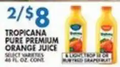 Associated Tropicana pure premium orange juice offer