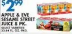 Associated Apple & Eve sesame street juice offer
