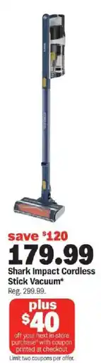 Meijer Shark Impact Cordless Stick Vacuum offer