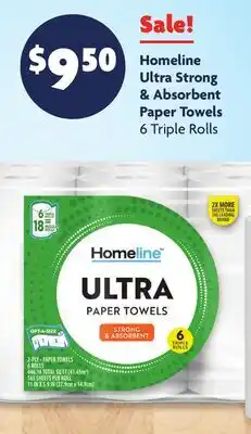Family Dollar Homeline Ultra Strong & Absorbent Paper Towels offer