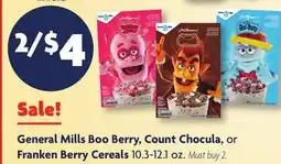 Family Dollar General Mills Boo Berry, Count Chocula, or Franken Berry Cereals offer