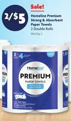 Family Dollar Homeline Premium Strong & Absorbent Paper Towels offer