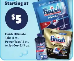 Family Dollar Finish Ultimate Tabs 11 ct., Power Tabs 18 ct., or Jet-Dry 8.45 oz offer