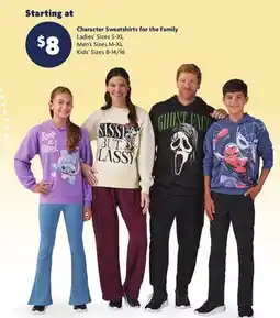 Family Dollar Character Sweatshirts for the Family offer