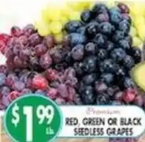 Met Foodmarkets Premium red green or black seedless grapes offer