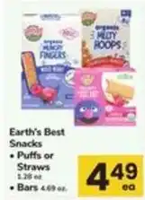 Safeway Earth's Best Snacks Puffs or Straws or Bars offer