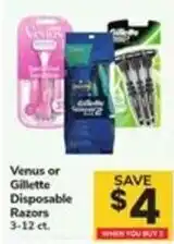 Safeway Venus or Gillette Disposable Razors offer