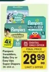 Safeway Pampers Swaddlers, Baby Dry or Easy Ups Super Diapers offer