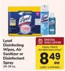 Safeway Lysol Disinfecting Wipes, Air Sanitizer or Disinfectant Spray offer