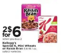 Cub Foods Kellogg's Special K, Mini Wheats or Raisin Bran offer
